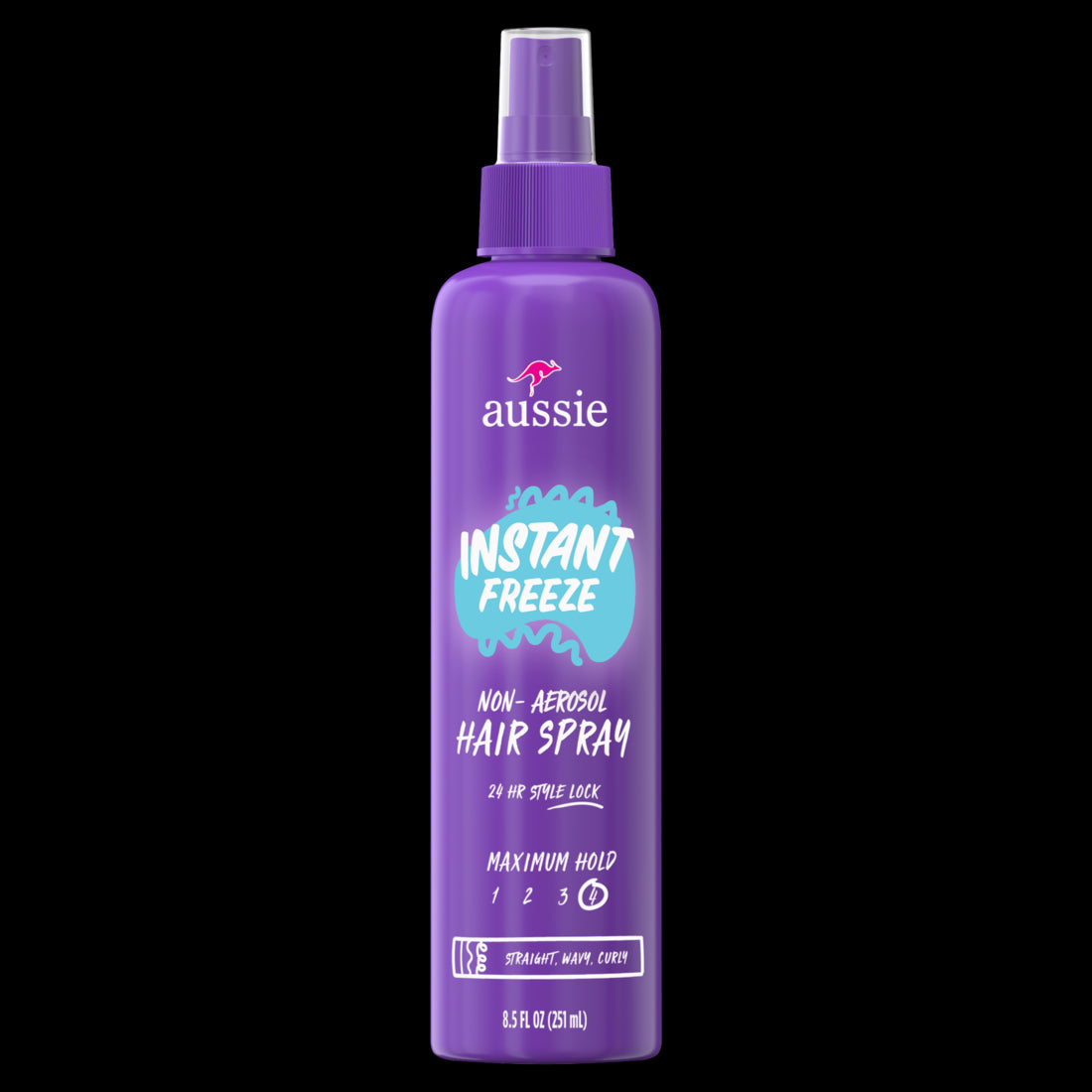 Aussie Instant Freeze Non-Aerosol Hair Spray for Curly Hair Wavy Hair and Straight Hair - 8.5oz/12pk