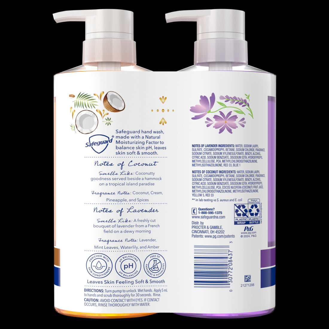 Safeguard Hand Wash Notes of Coconut and Notes of Lavender - (2x15.5)oz/4pk