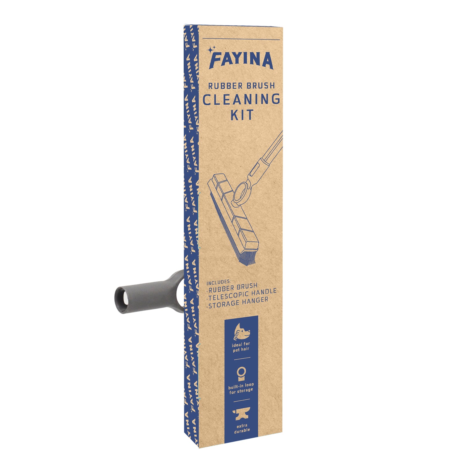 Fayina Rubber Brush & Telescopic Handle Kit - 1ct/6pk