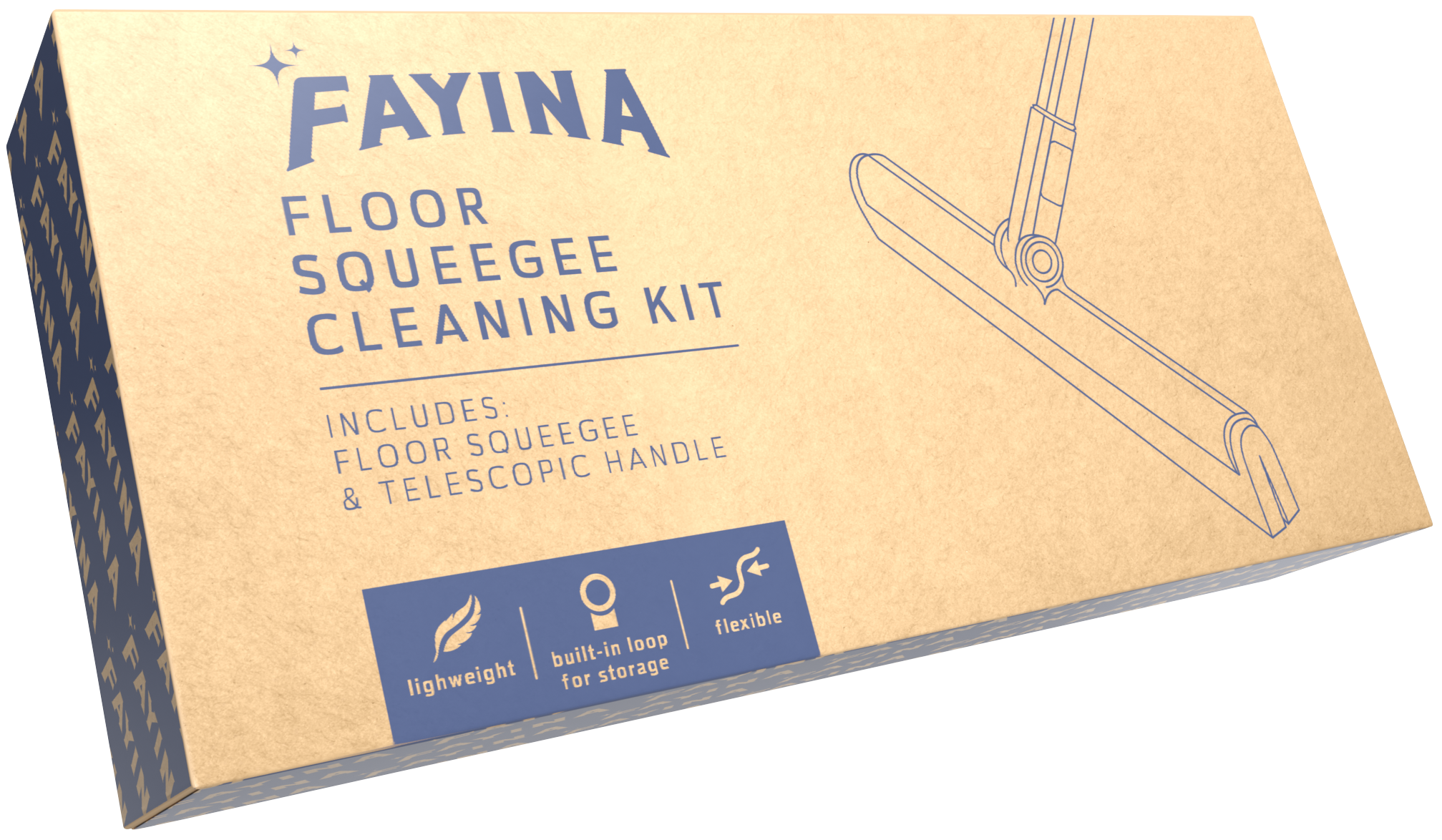 Fayina Floor Squeegee & Telescopic Handle Kit - 1ct/6pk