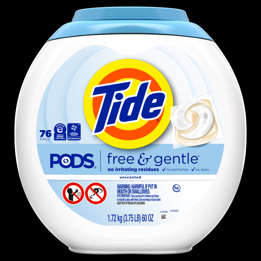 Tide PODS Free & Gentle Laundry Detergent Soap Pacs Tide PODS Laundry Detergent Laundry Detergent Pacs Laundry PODS Detergent - 76ct/4pk