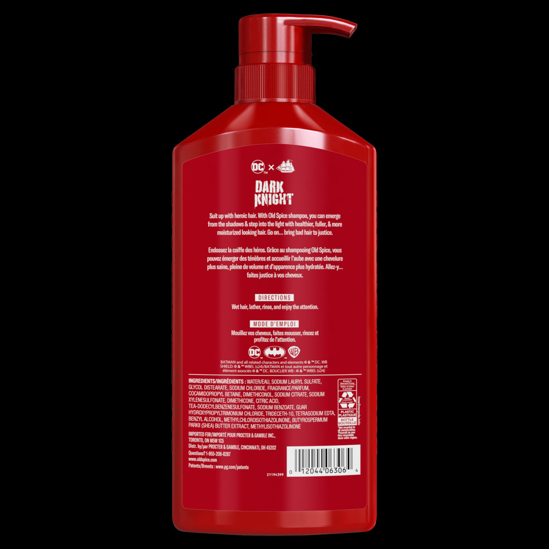 Old Spice Shampoo x Batman The Dark Knight DC Comics Collaboration Healthier Fuller More Moisturized Looking Hair Black Cherry + Nightfall Scent - 21.9oz/4pk