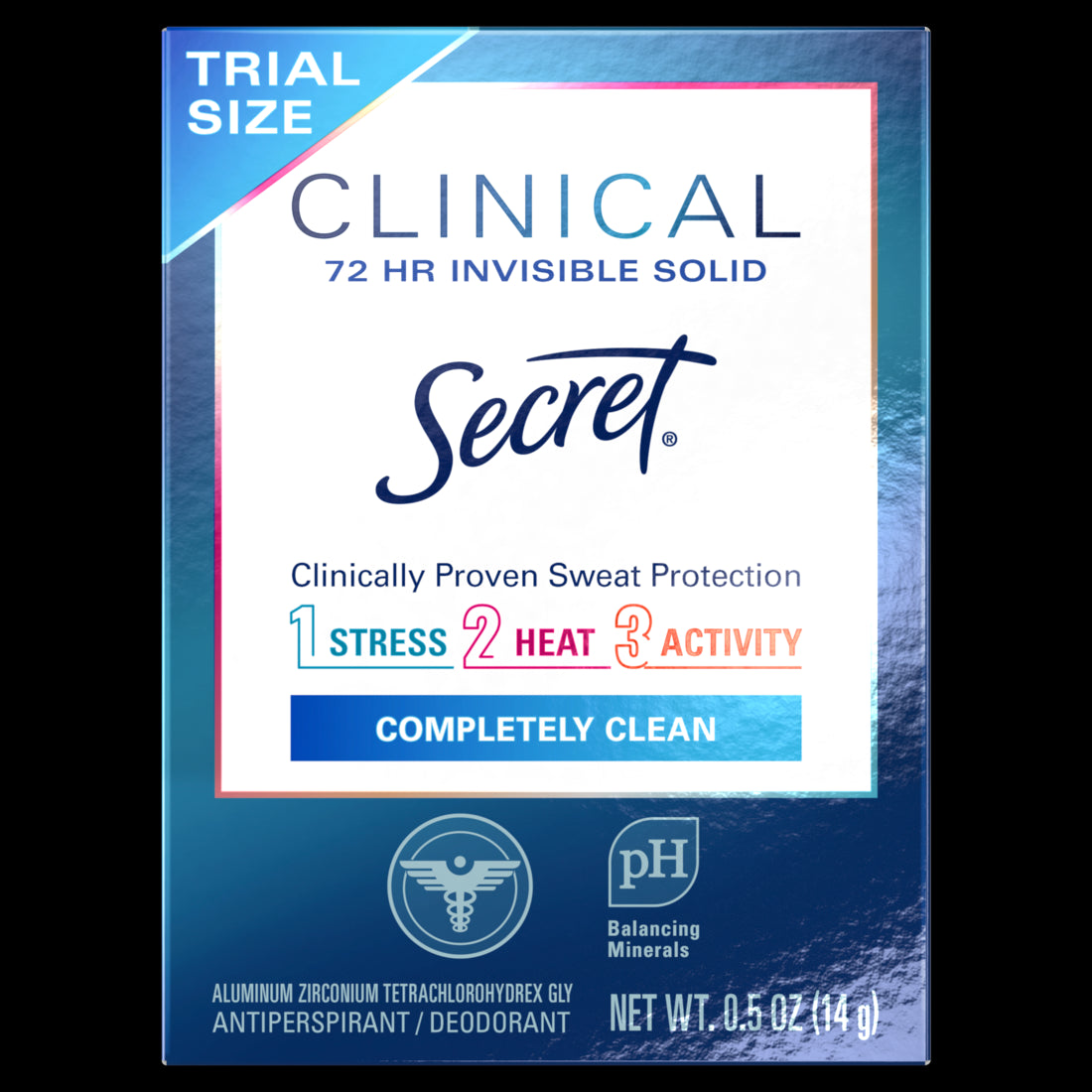 Secret Clinical Strength Invisible Solid Antiperspirant and Deodorant for Women Completely Clean - 0.5oz/12pk