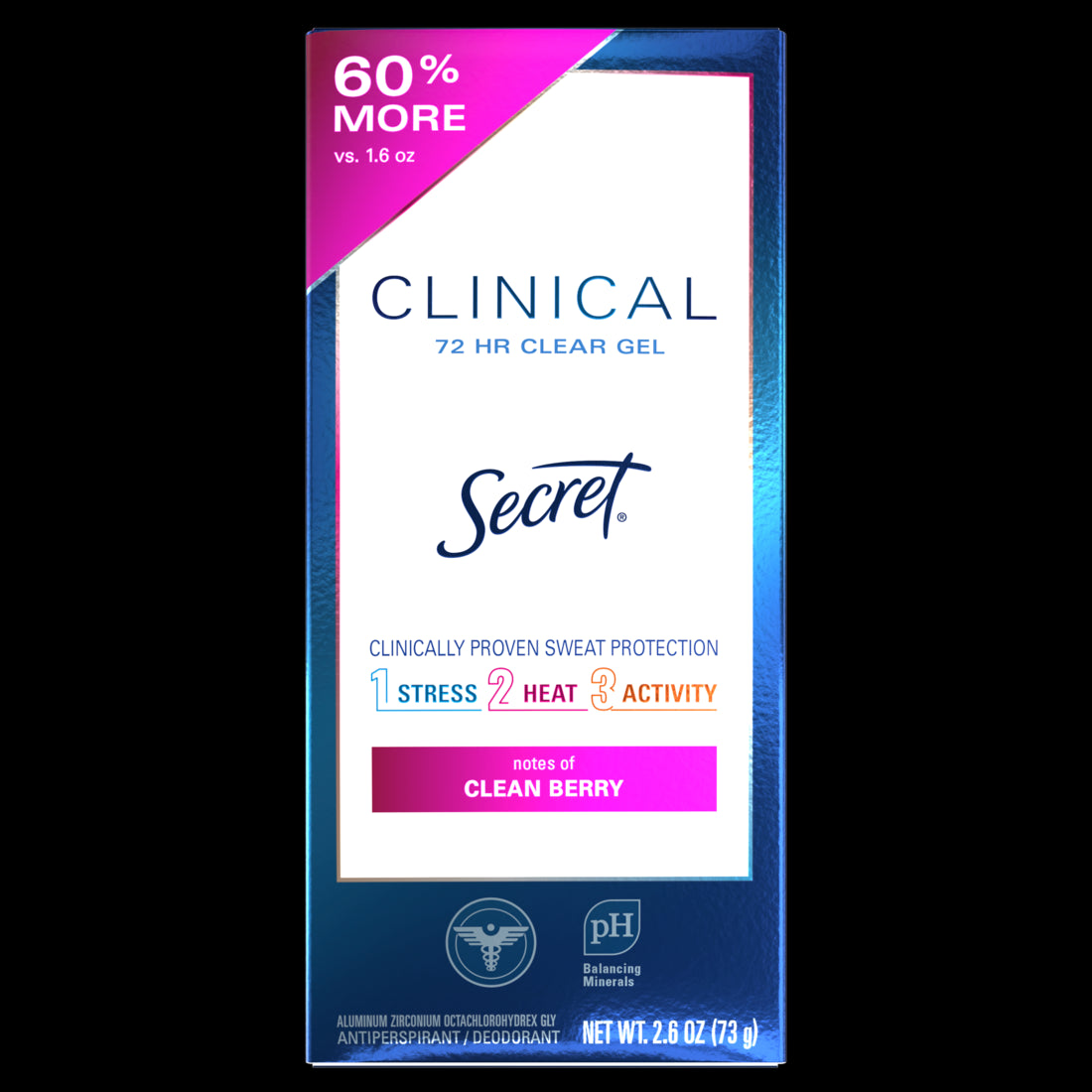 Secret Clinical Clear Gel Antiperspirant & Deodorant for Women Clean Berry - 2.6oz/12pk