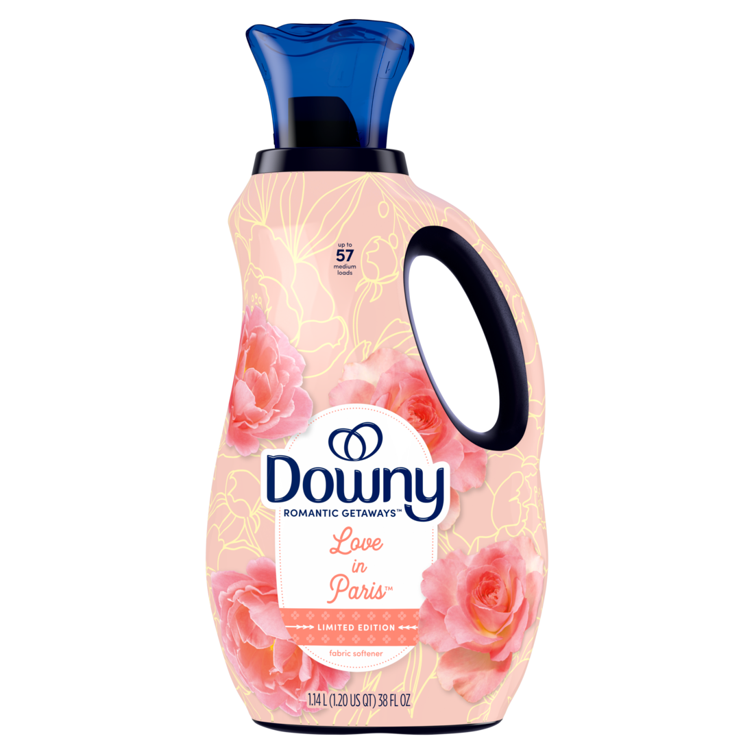 Downy Romantic Getaways Fabric Softener Liquid Love in Paris Scent Limited Edition - 38oz/4pk