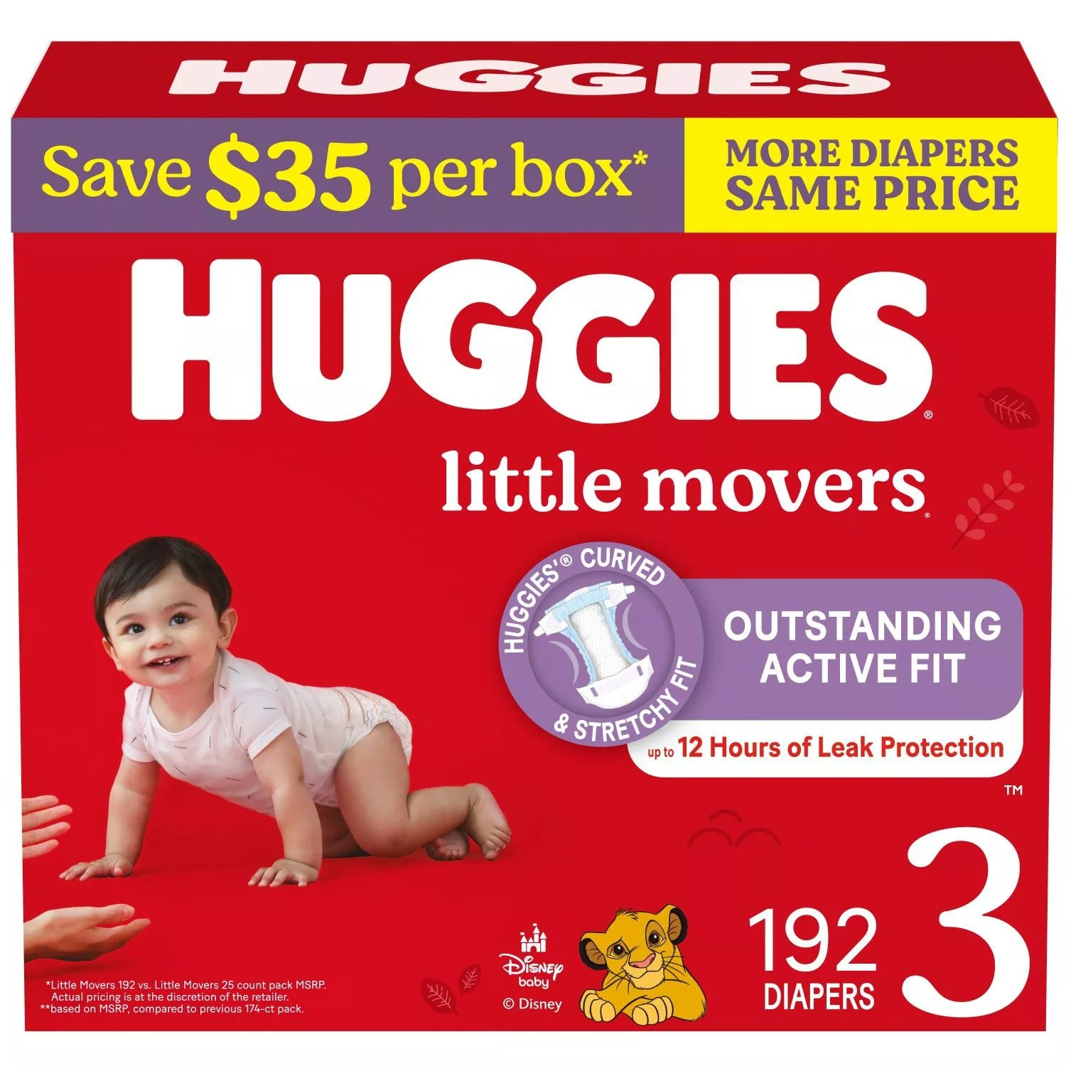Huggies Little Movers Baby Diapers Size 3 - 192ct/1pk