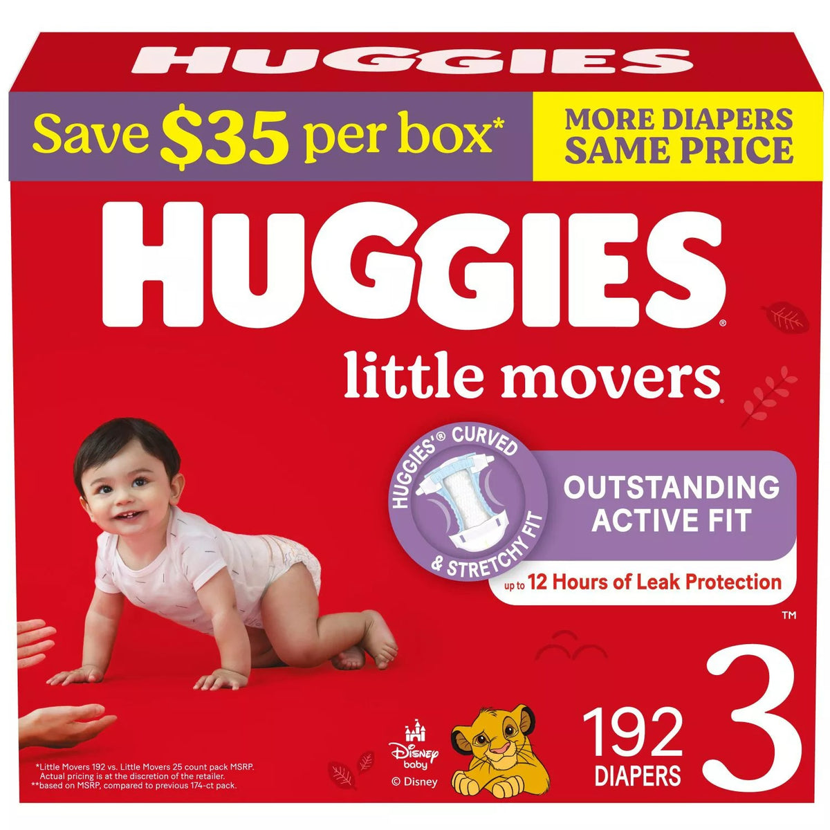 Huggies Little Movers Baby Diapers Size 3 - 192ct/1pk