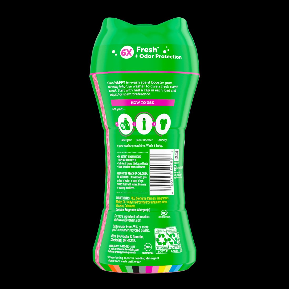 Gain In-Wash Laundry Scent Booster Beads Happy - 6.5oz/4pk