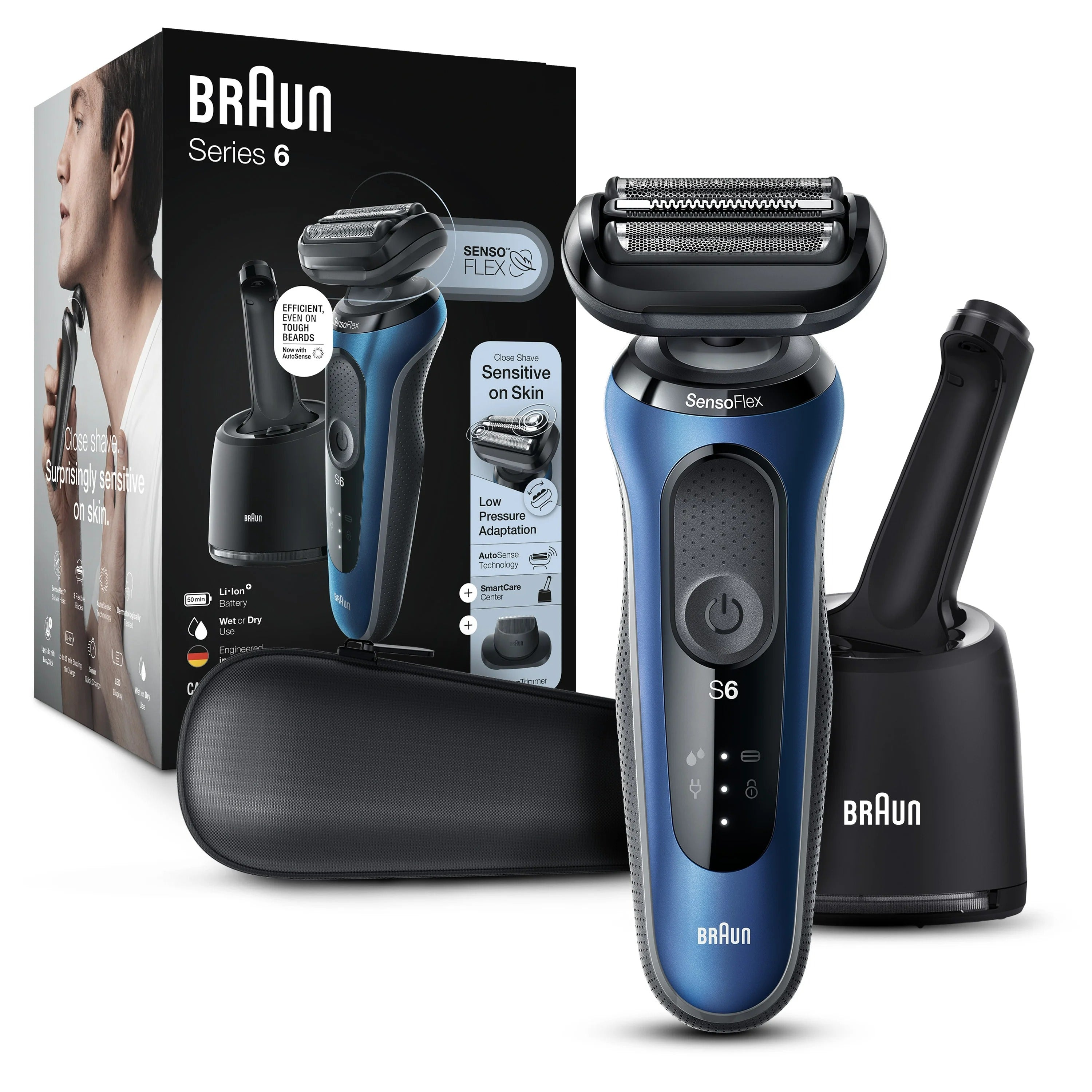 Braun Series 6 6072cc Men's Electric Shaver and Precision Trimmer Blue US - 1set/2pk