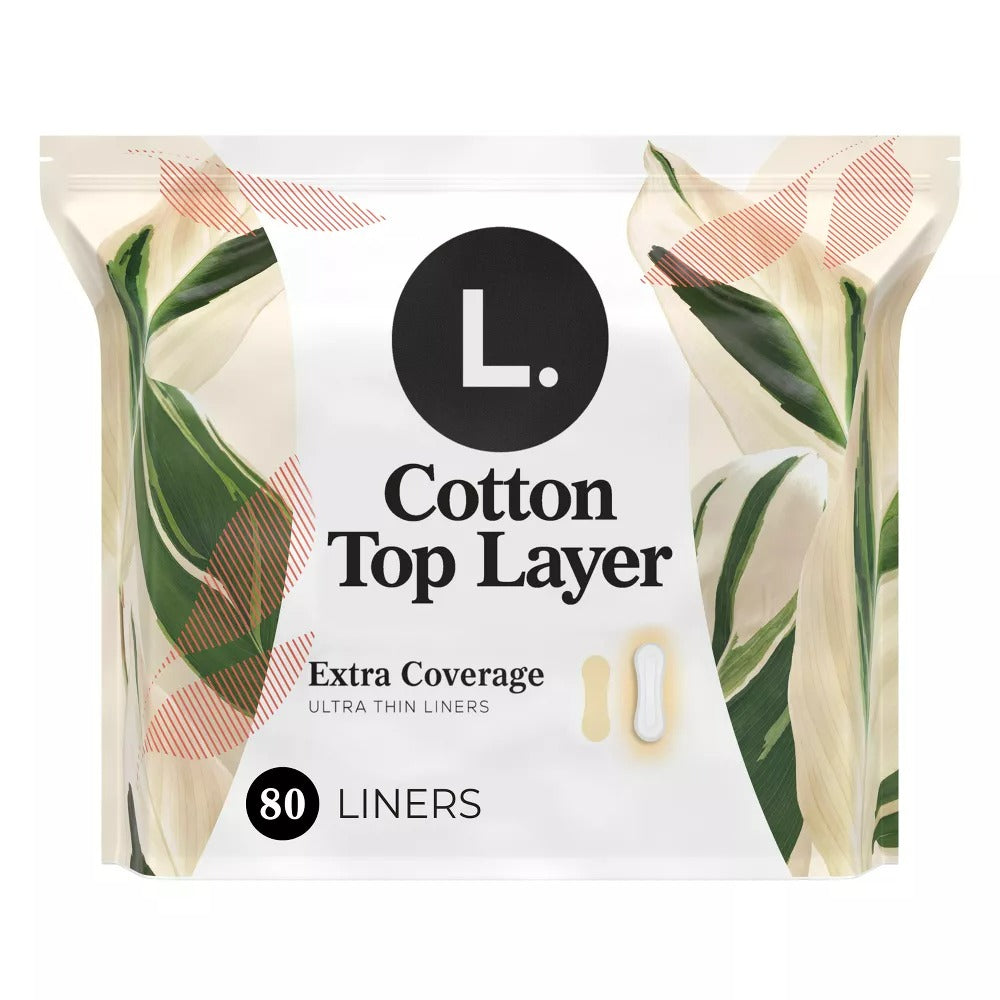 L . Cotton Topsheet Ultra Thin Extra Coverage Panty Liners - 80ct/8pk