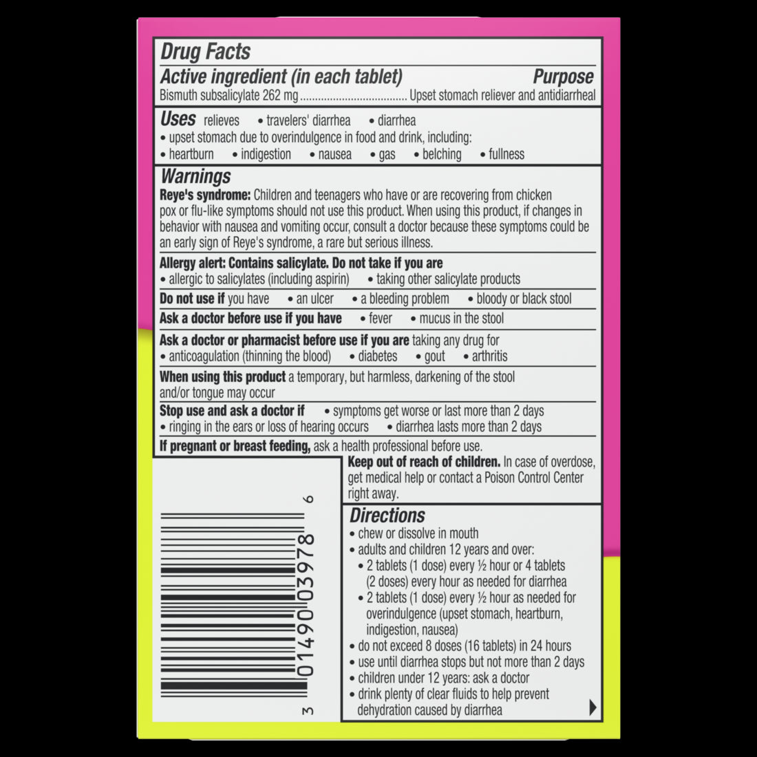 Pepto Bismol Chewable Tablets for Nausea Heartburn Indigestion Upset Stomach and Diarrhea - 5 Symptom Fast Relief Cherry Flavor - 30ct/24pk