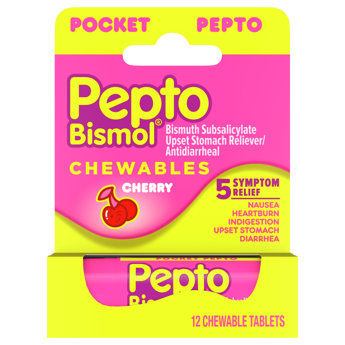 Pepto Bismol Pocket Chewable Tablets for Nausea Heartburn Indigestion
