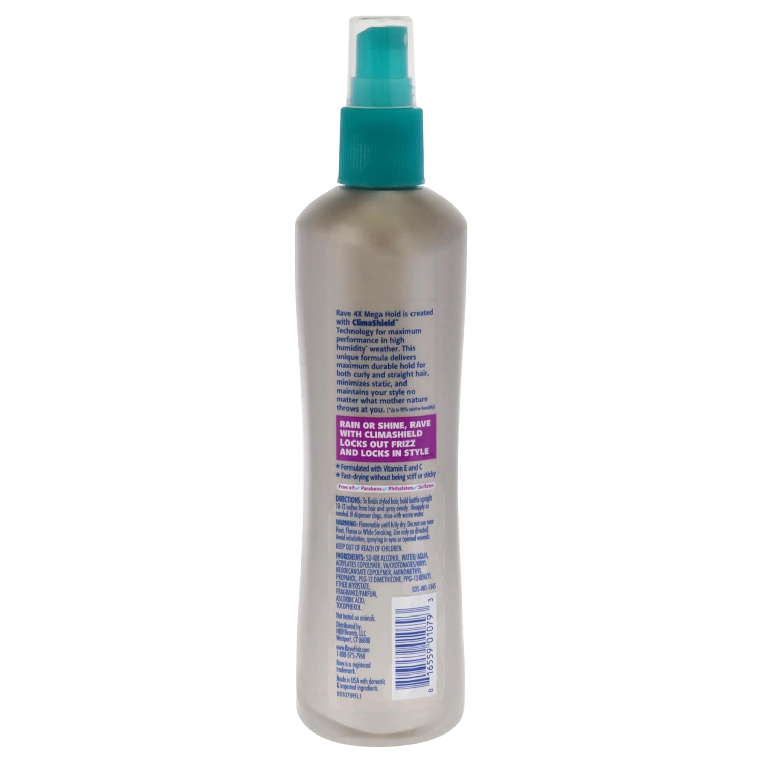 Rave Hairspray 4X Mega Unscented Non Aerosol - 11oz/12pk
