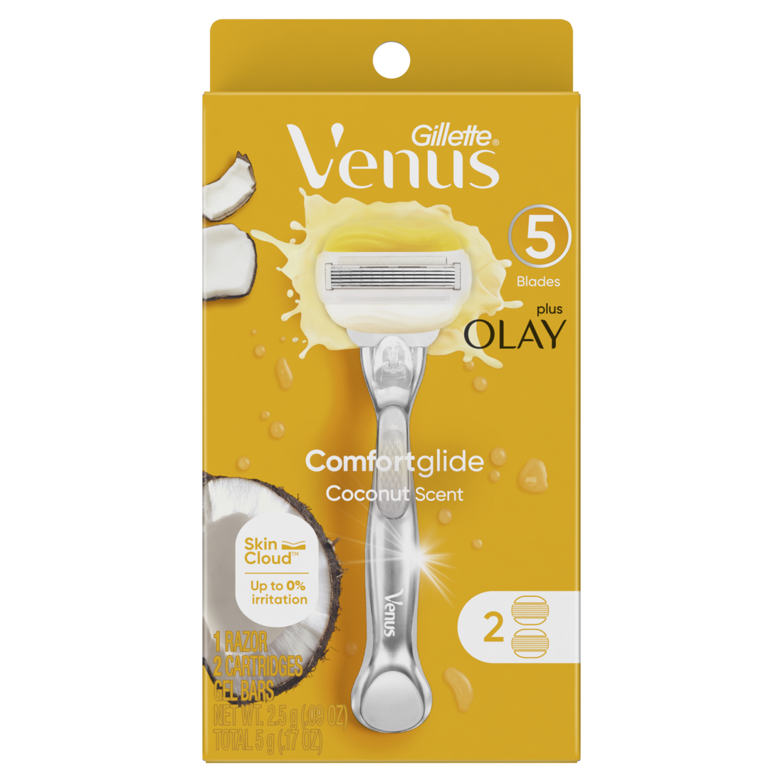 Gillette Venus Comfortglide plus Olay Coconut Women's Razor Handle + 2 Blade Refills - (1+2)ct/3pk