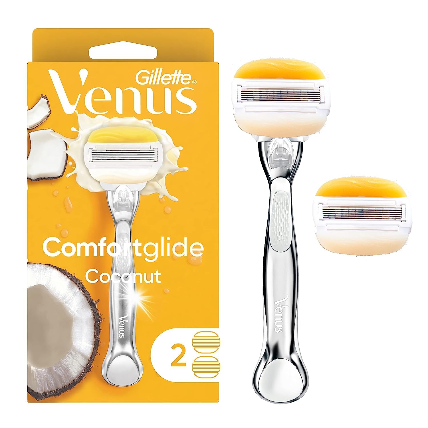 Gillette Venus Comfortglide Coconut Handle + 2 Blade Refills - 1set/3pk