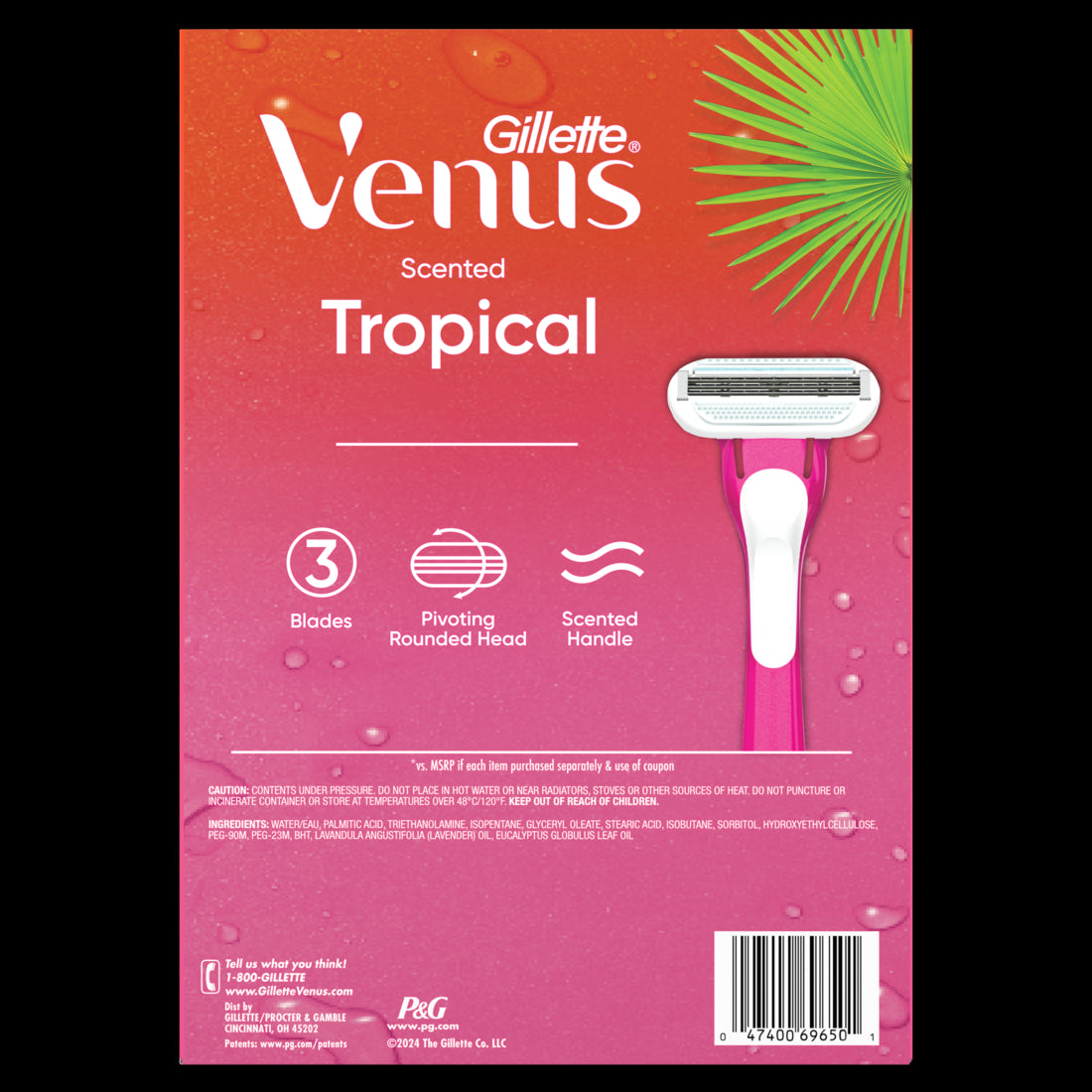 Gillette Venus Tropical Women's Disposable Razors (4ct) + 1 Ultra Sensitive Shave Gel Holiday Gift Set (7.0oz) - 1set/6pk