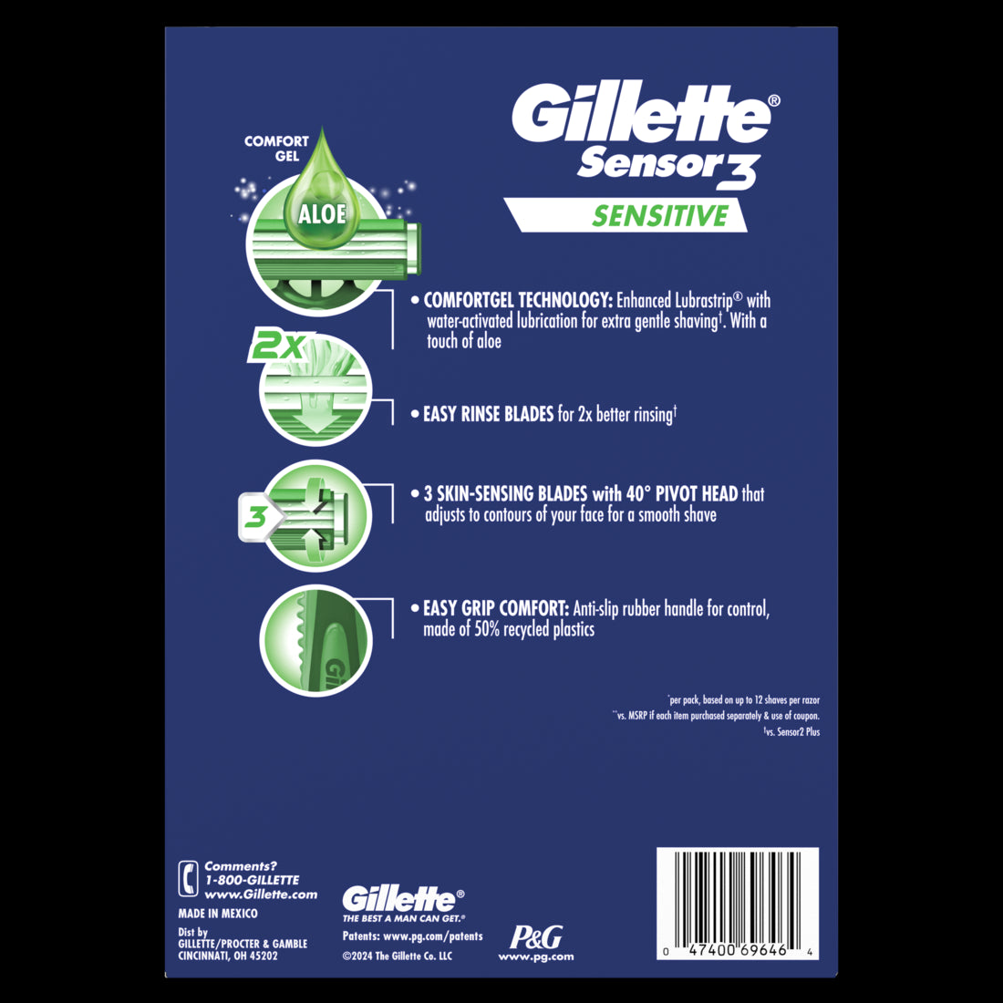 Gillette Sensor3 Sensitive Men's Disposable Razor - 9ct/6pk