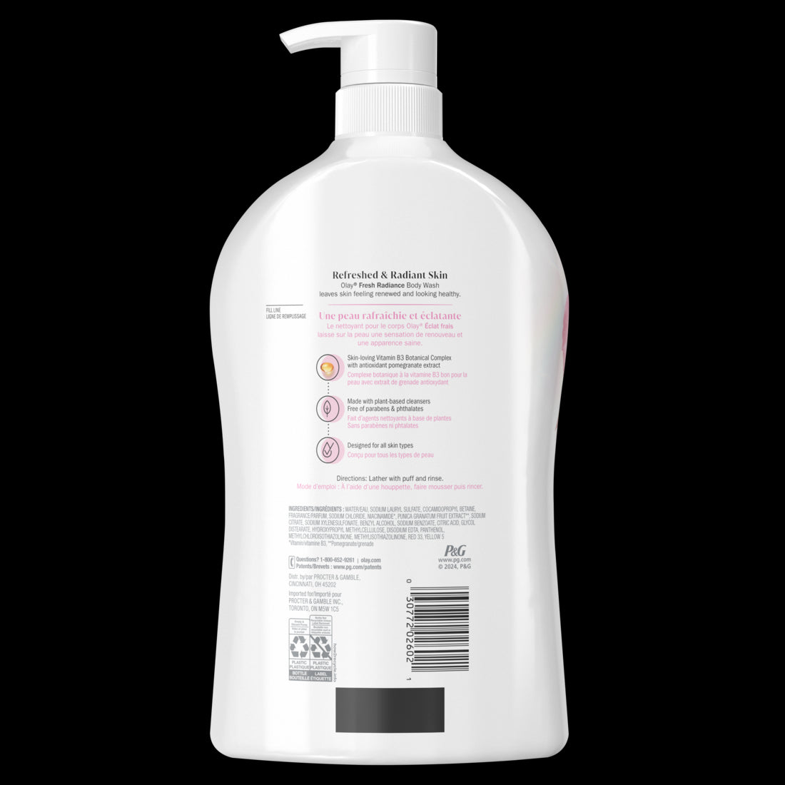 Olay Fresh Outlast Rose Water & Sweet Nectar Body Wash - 33oz/4pk