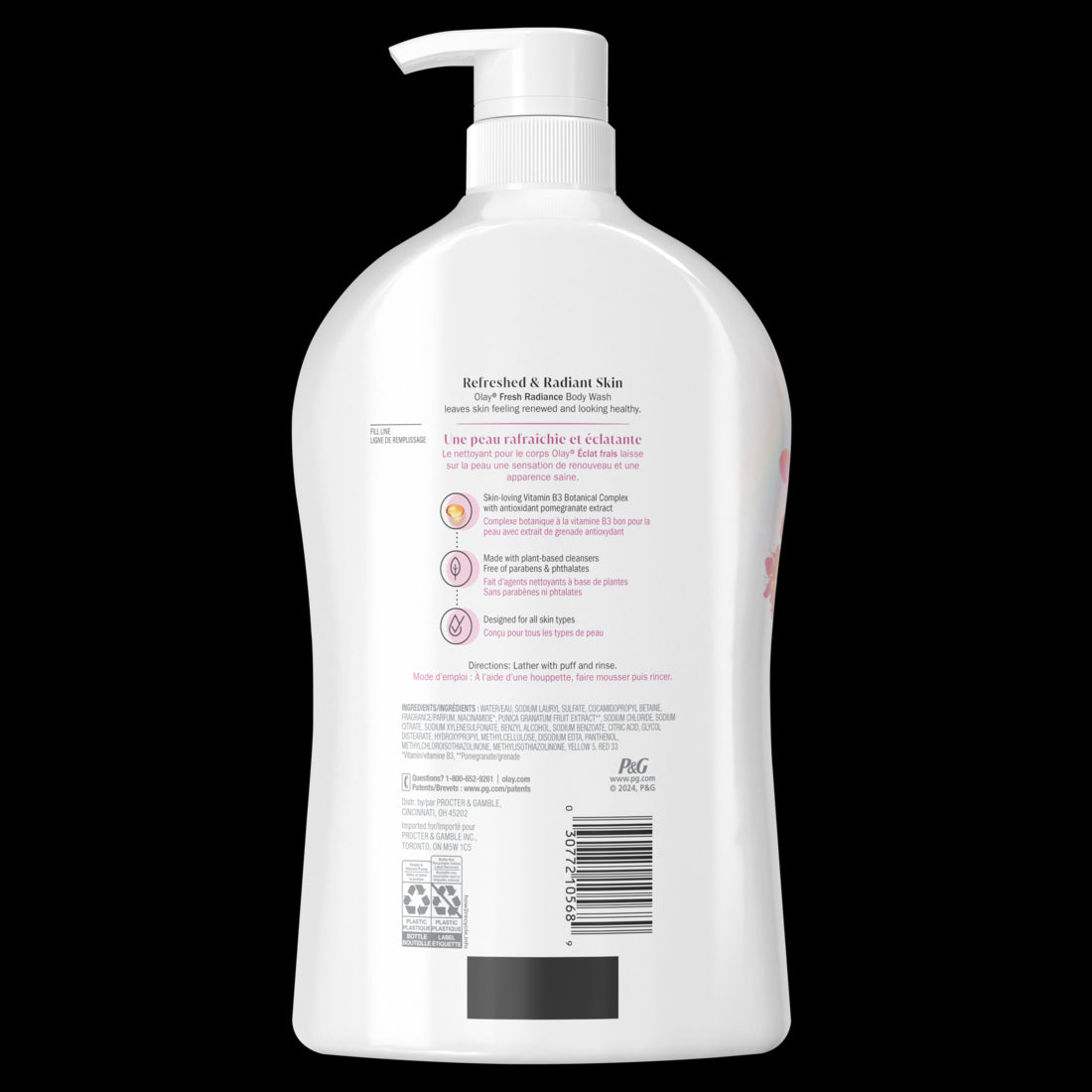 Olay Fresh Outlast Paraben Free Body Wash with Energizing Notes of Peach & Cherry Blossom - 33oz/4pk