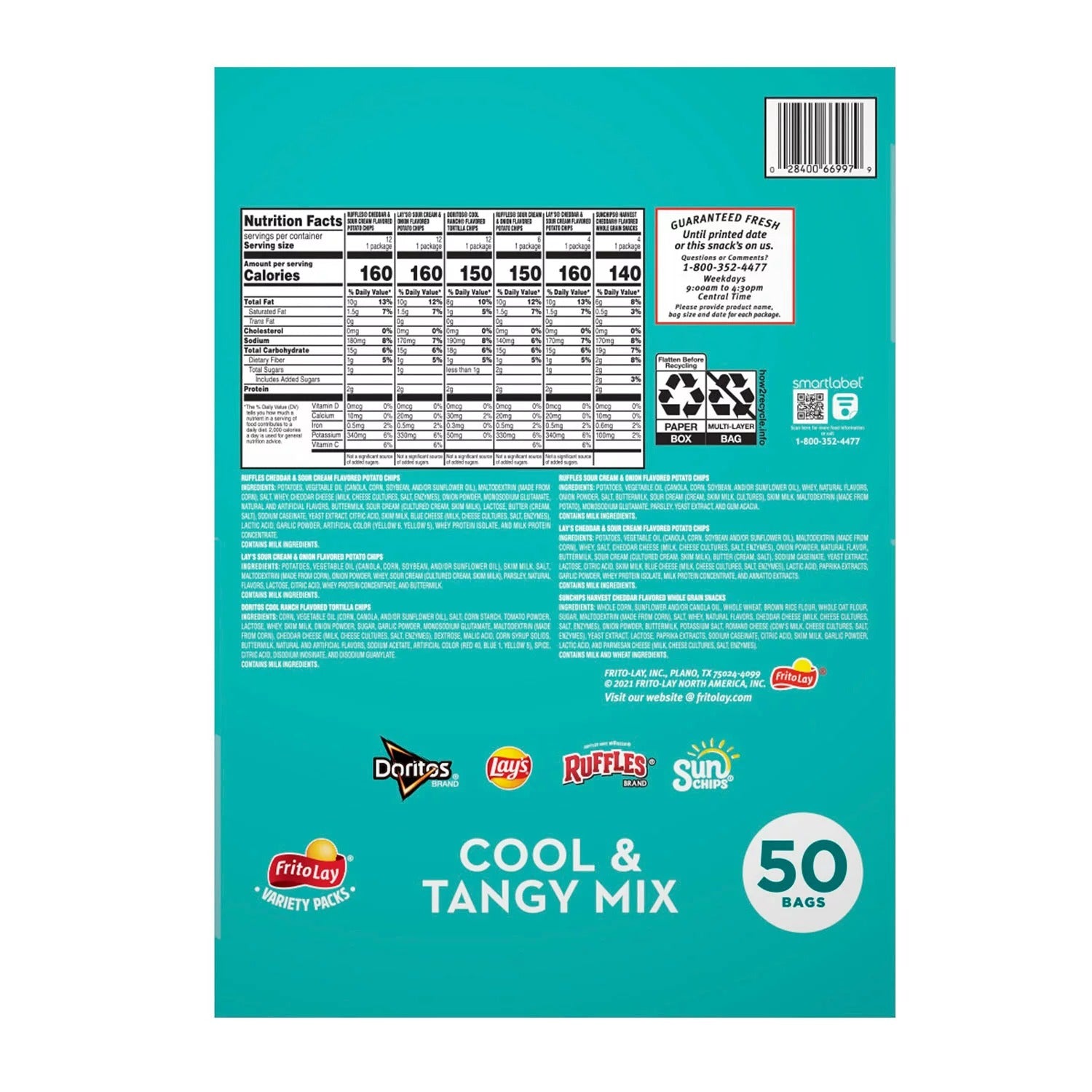 Frito-Lay Cool & Tangy Variety Pack Chips Total 50 oz - 50ct/1pk