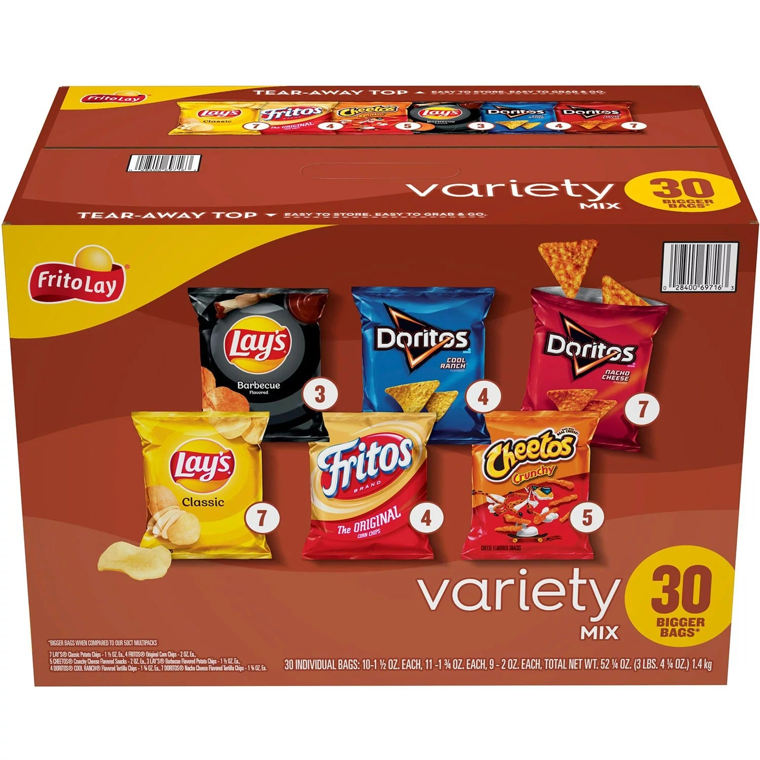 Frito-Lay Variety Pack Chips Total 52.25oz - 30ct/1pk