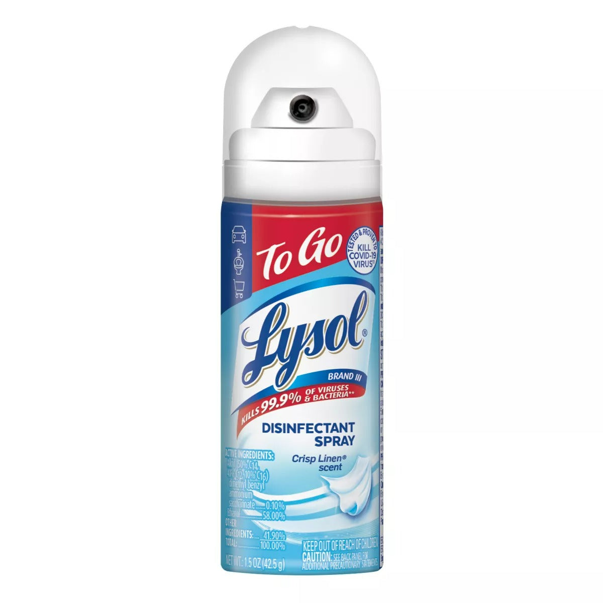 Lysol Disinfectant Spray - To Go - Crisp Linen - 1.5oz/12pk