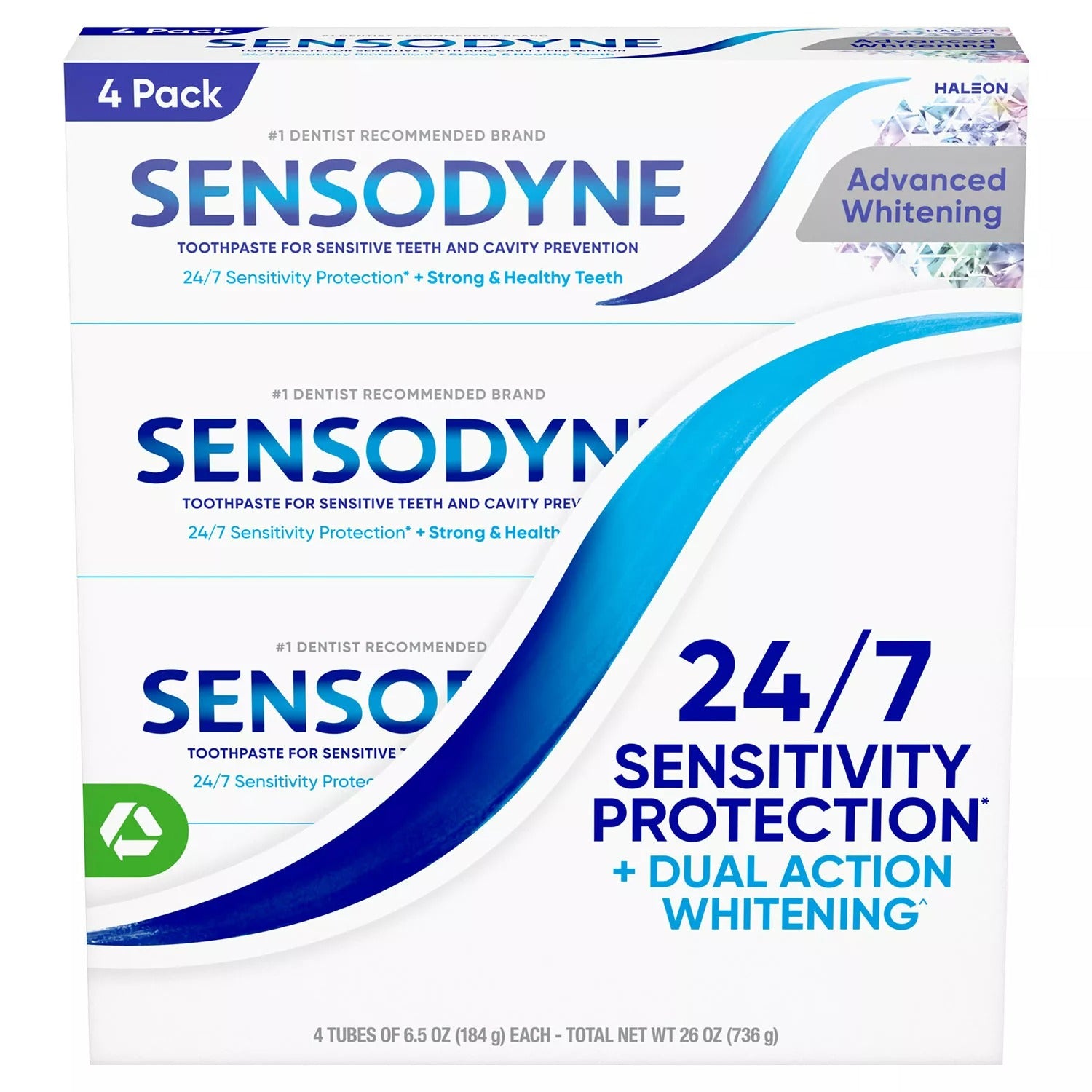Sensodyne Advanced Whitening Toothpaste - 6.5oz/4pk