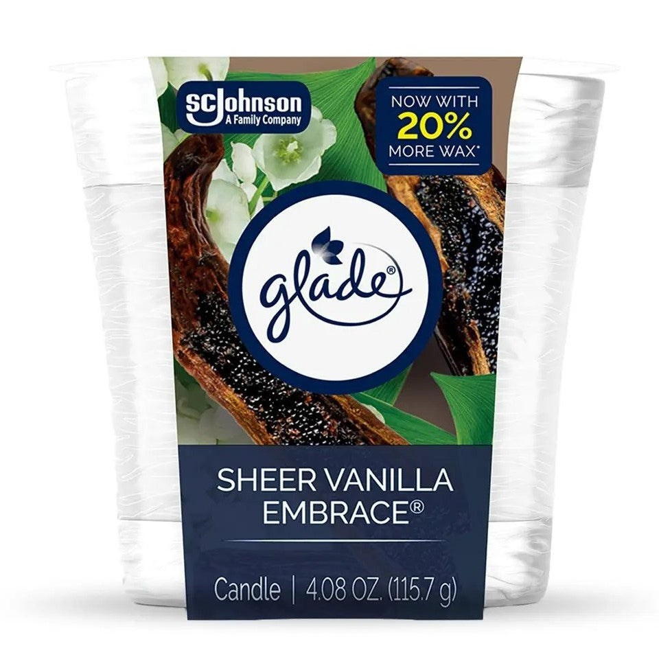 Glade Candle Sheer Vanilla Embrace - 4.08oz/6pk