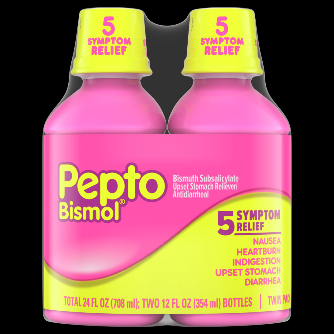Pepto Bismol Liquid for Nausea Heartburn Indigestion Upset Stomach and Diarrhea - Fast Relief for 5 Symptoms Original Flavor - (2x12)oz/3pk