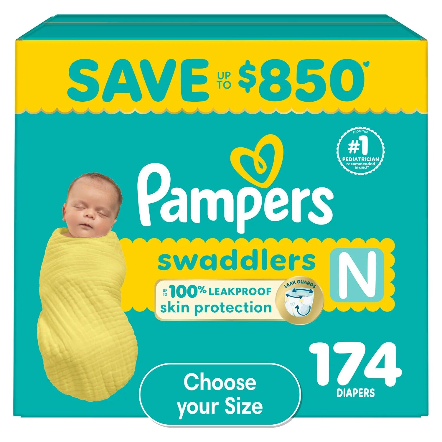 Pampers Swaddlers Diapers Size Newborn - 174ct/1pk