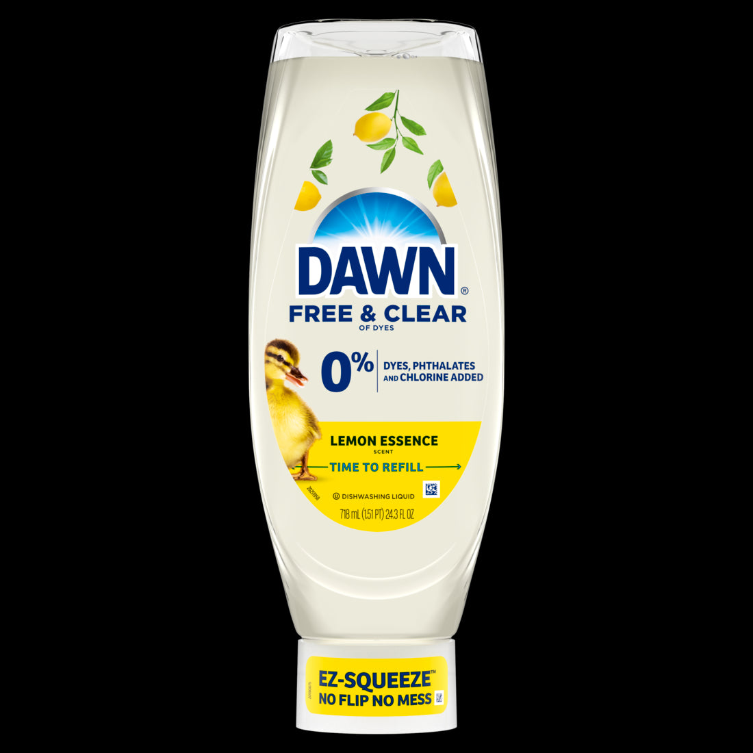 Dawn Free & Clear EZ-Squeeze Dish Soap Liquid, Dishwashing Liquid Grease Removal Lemon - 24.3oz/8pk