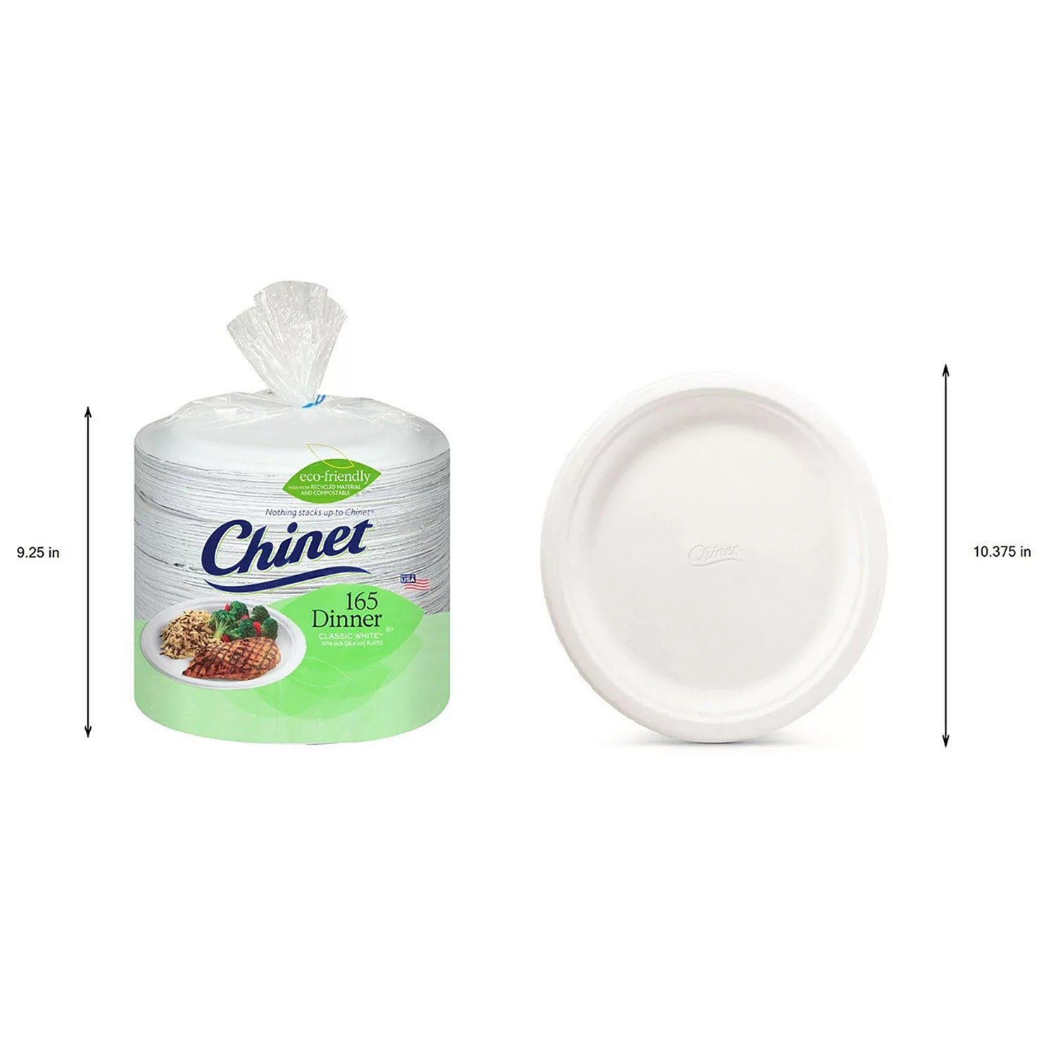 Chinet Classic Dinner Paper Plate 10.375" - 165ct/1pk