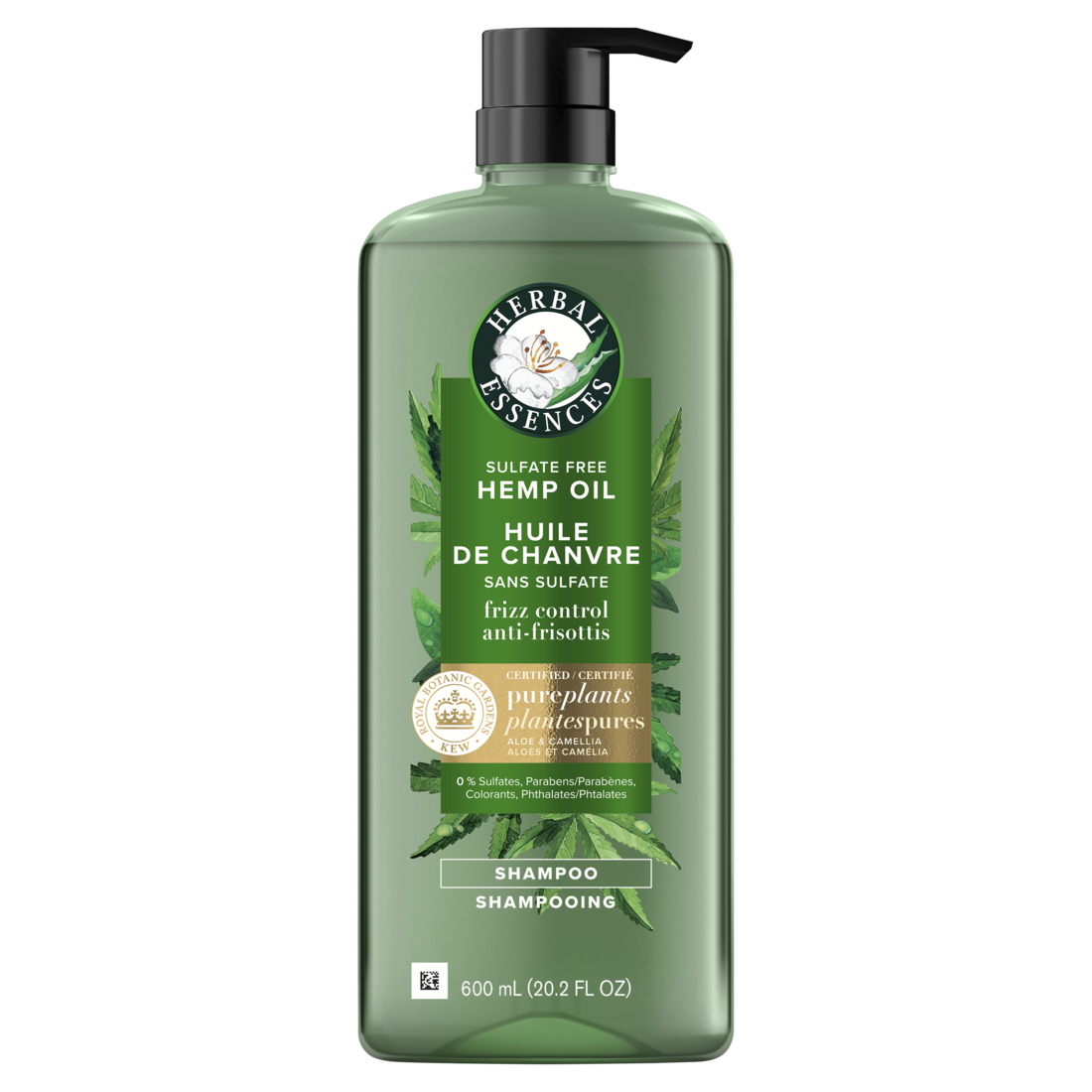 Herbal Essences Hemp Oil Sulfate Free Shampoo Frizz Control With Certified Camellia Oil And Aloe Vera For All Hair Types Especially Frizzy Hair - 20.2oz/4pk