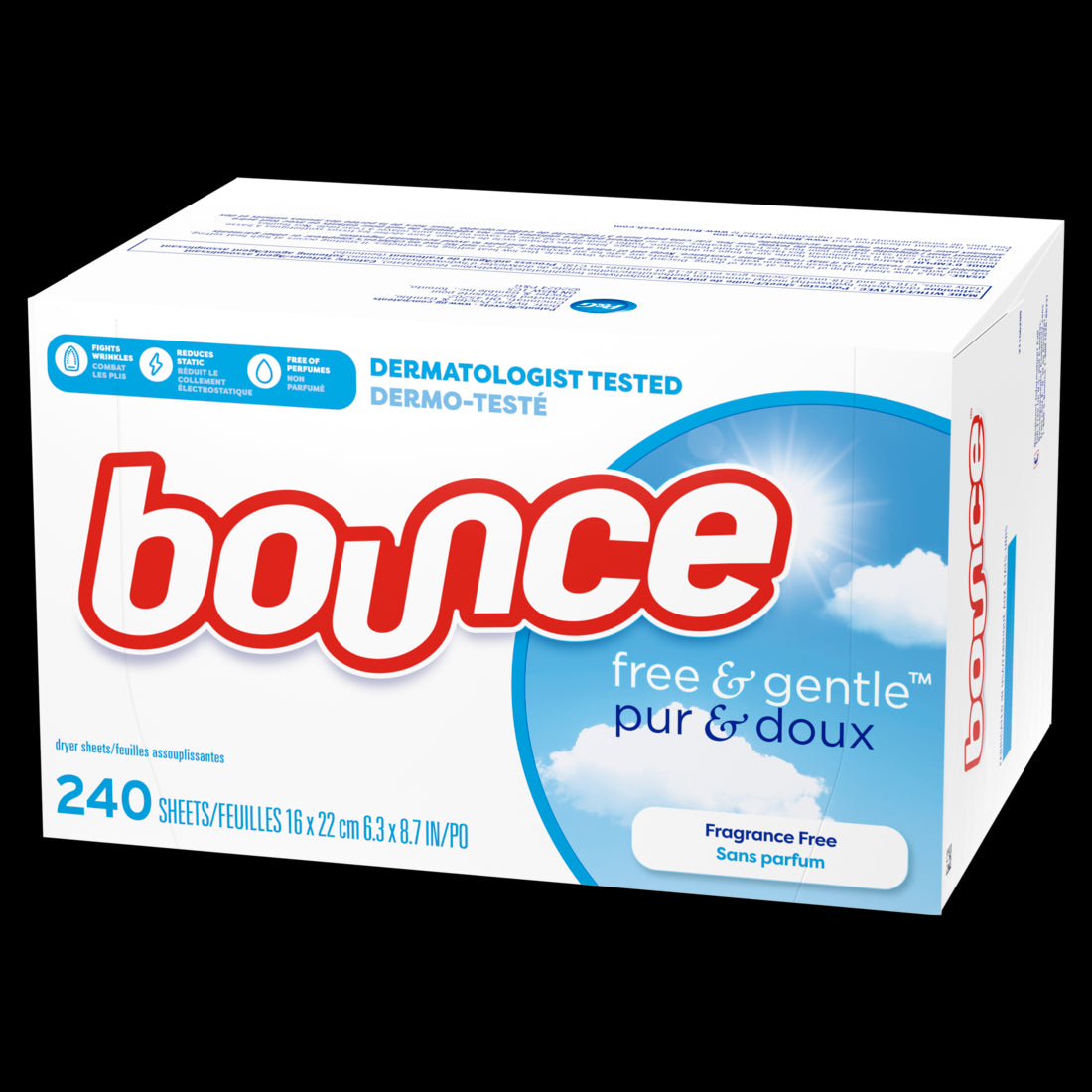Bounce Free & Gentle Dryer Sheets Unscented - 240ct/4pk