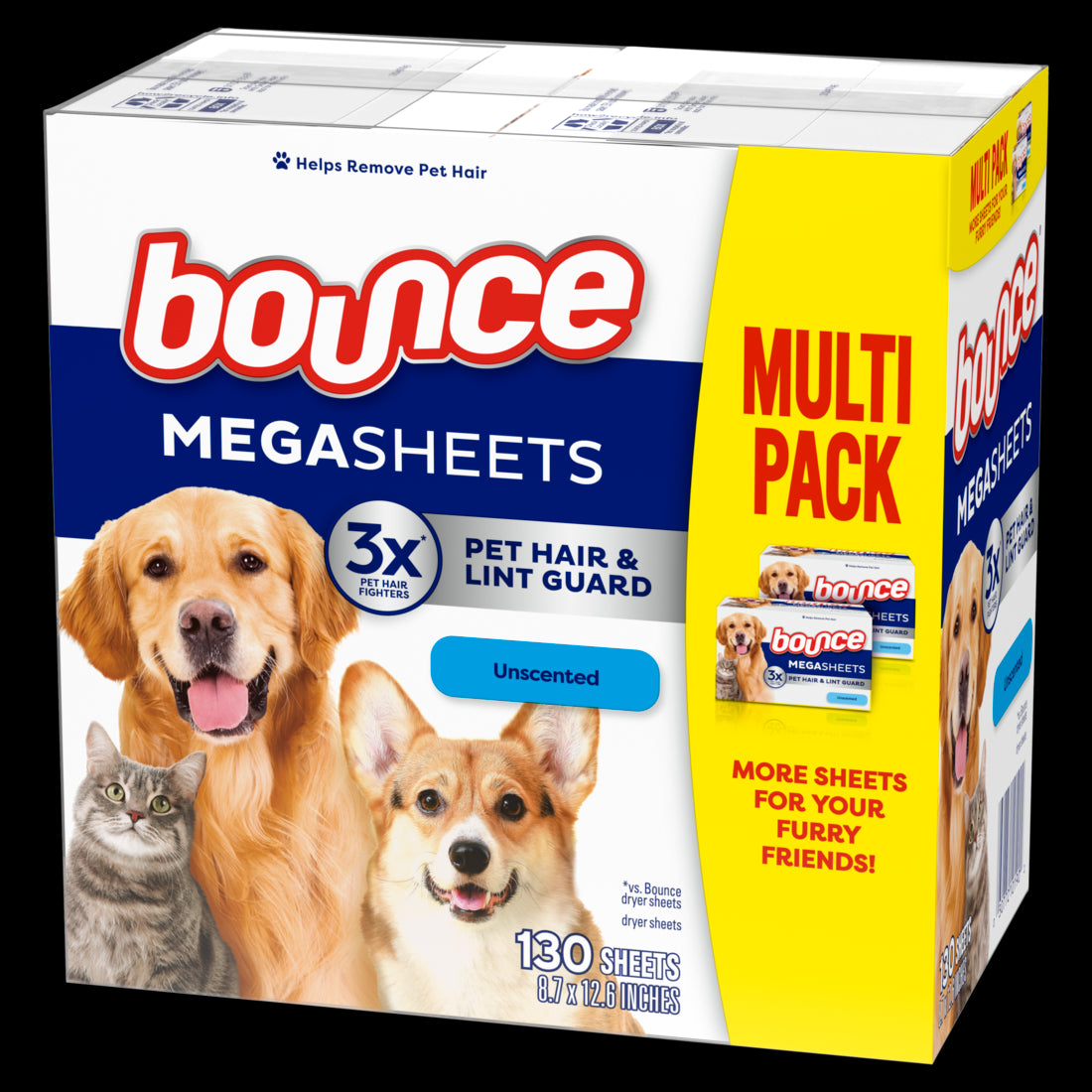Bounce Pet Hair and Lint Guard Mega Dryer Sheets with 3X Pet Hair Figh