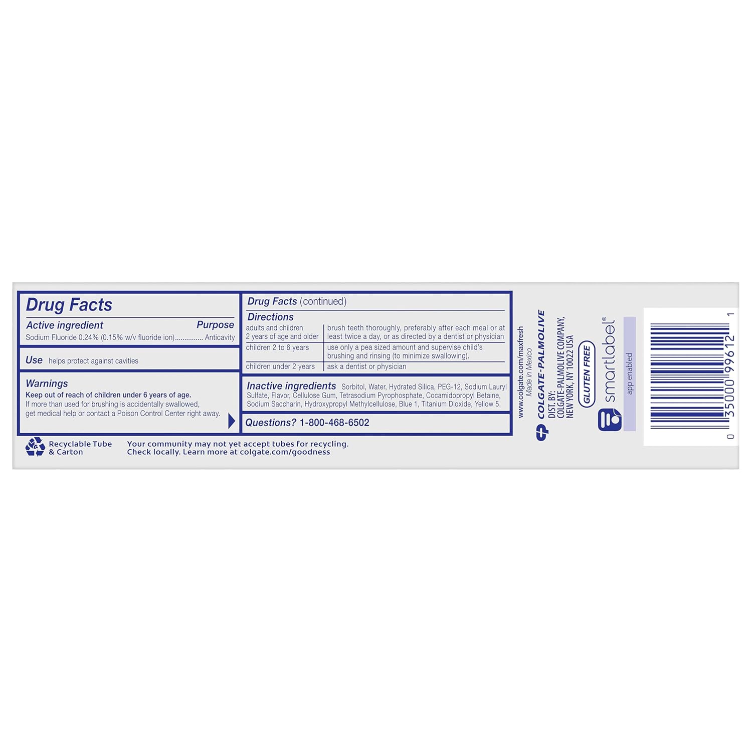 Colgate Max Fresh Toothpaste Advanced Whitening - 6.3oz/24pk