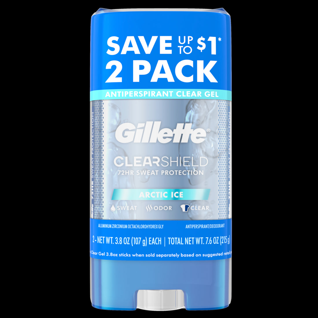 Gillette Antiperspirant and Deodorant for Men Clear Gel Artic Ice Twin Pack - (2x3.8)oz/6pk