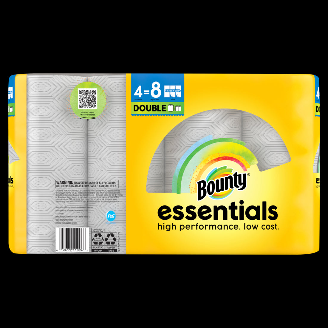 Bounty Essentials Select-A-Size Paper Towels White Double Rolls - (4x108)ct/6pk