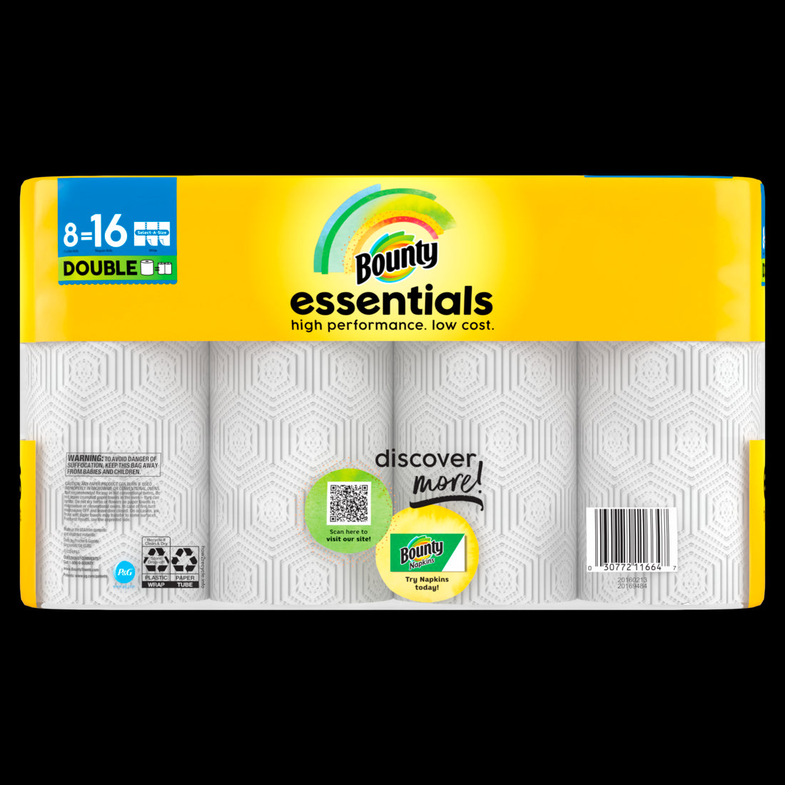 Bounty Essentials Select-A-Size Paper Towels White Double Rolls - (8x108)ct/1pk