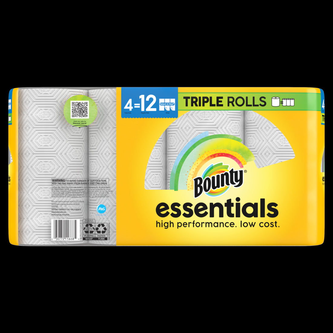 Bounty Essentials Select-A-Size Paper Towels White Triple Rolls - (4x162)ct/6pk