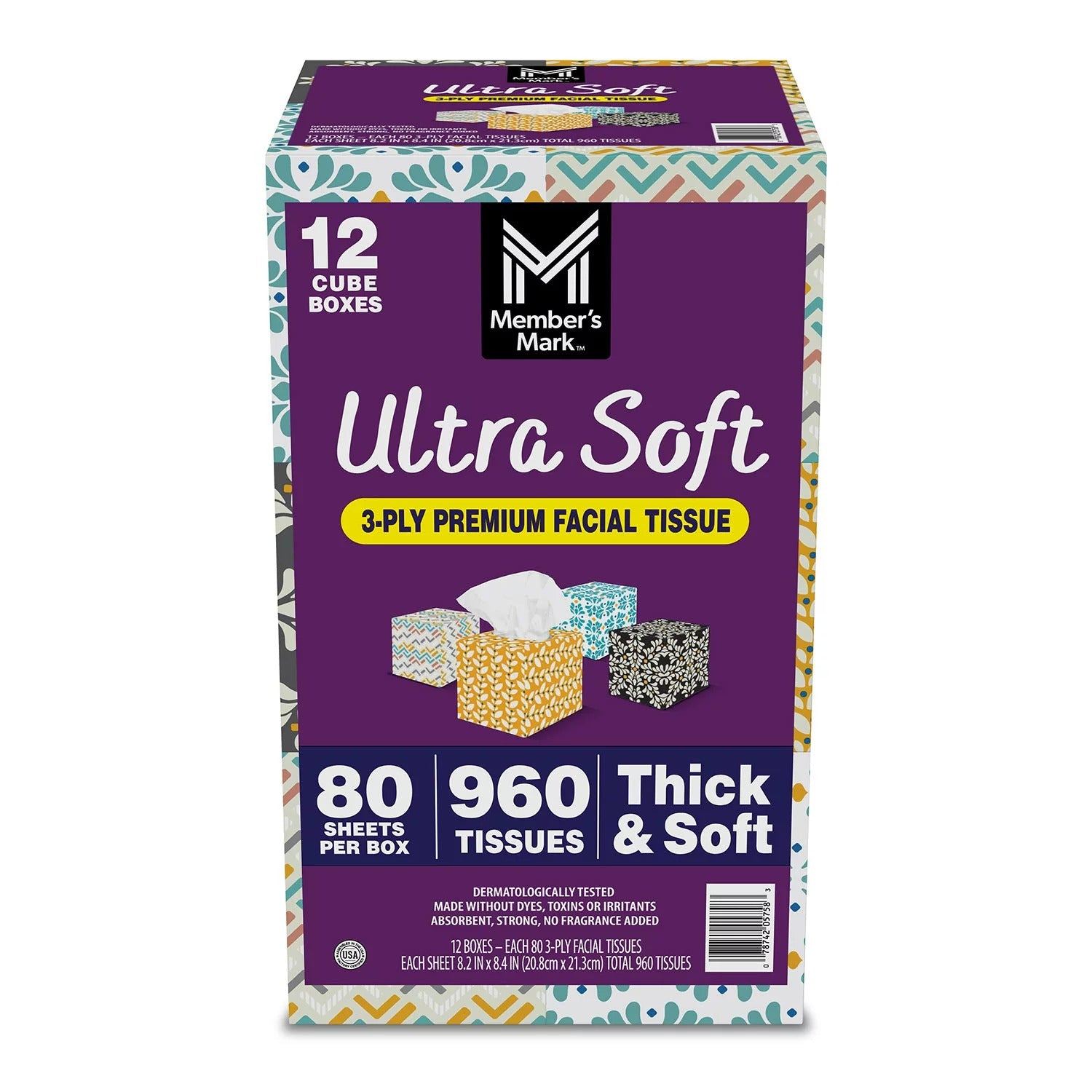 Member's Mark Ultra Soft 3-Ply Facial Tissues - (12x80)ct/1pk