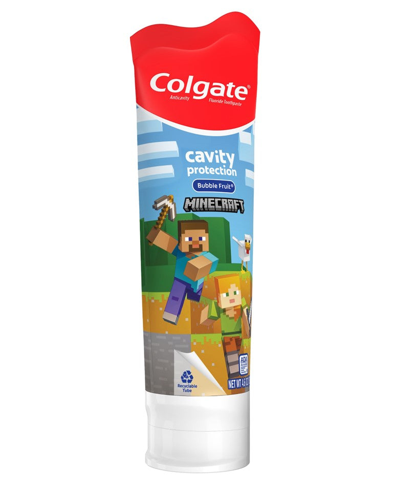 Colgate Kids Toothpaste Cavity Protection Bubble Fruit Minecraft - 4.6oz/12pk
