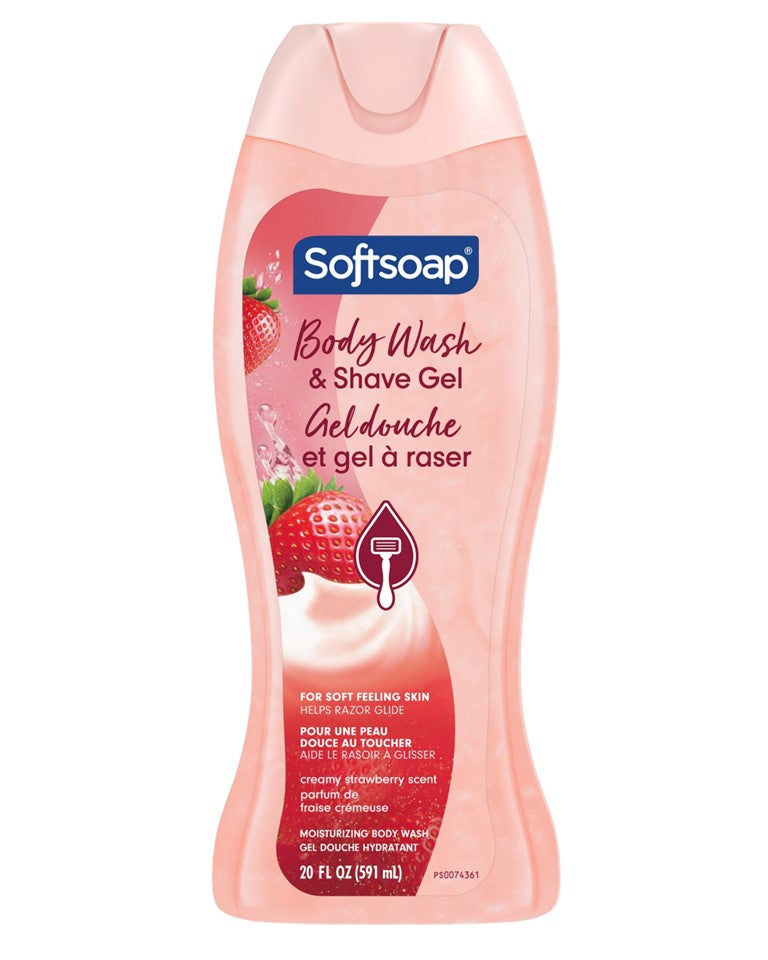Softsoap Body Wash and Shave Gel Creamy Strawberry Scent - 20oz/4pk