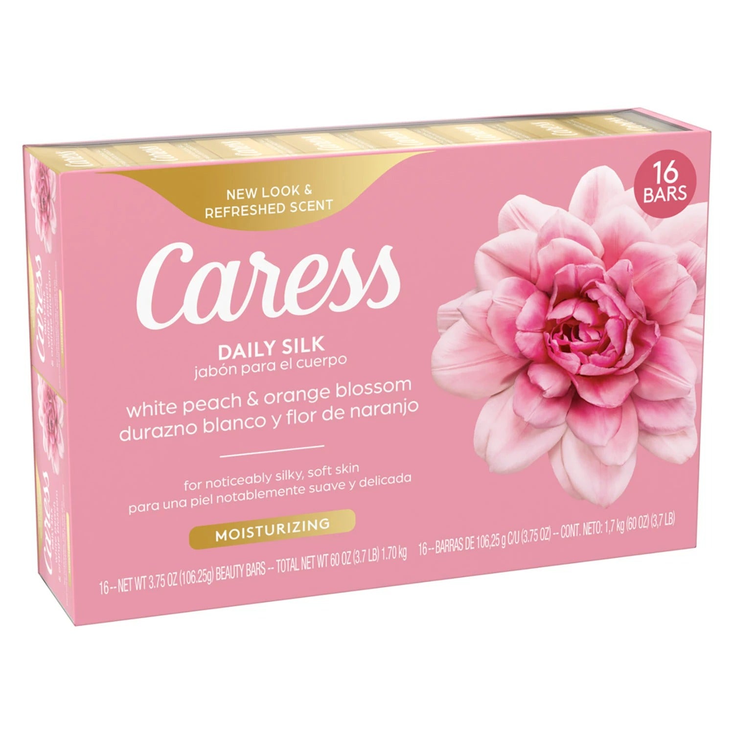 Caress Silkening Daily Silk Beauty Bar White Peach & Orange Blossom - 3.75oz/16pk