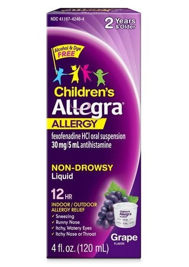 Children Allegra Allergy 12 hour Oral Suspension Grape Flavor (30mg) - 4oz/24pk