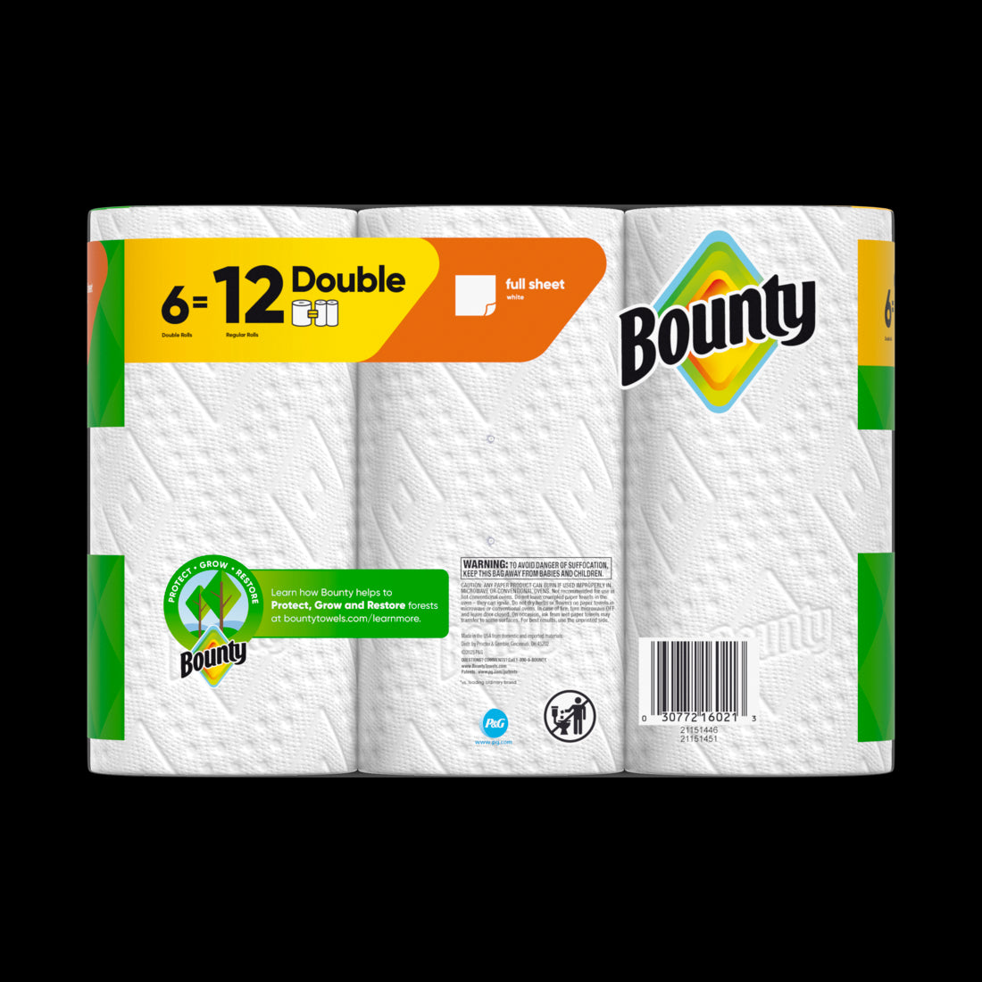 Bounty Paper Towels Full Sheet White Double Rolls - (6x50)ct/1pk