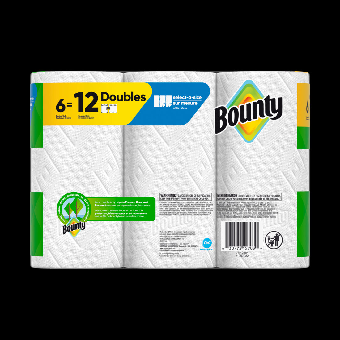 Bounty Paper Towels Select-A-Size White Double Rolls - (6x82)ct/1pk