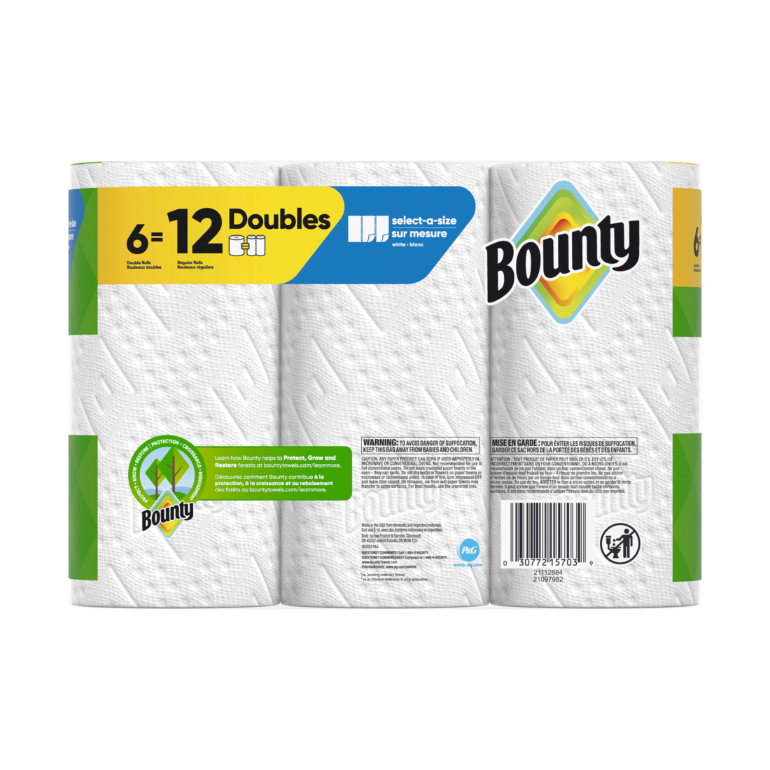 Bounty Paper Towels Select-A-Size White 6 Double Rolls 82 Sheets Per Roll - 6ct/1pk