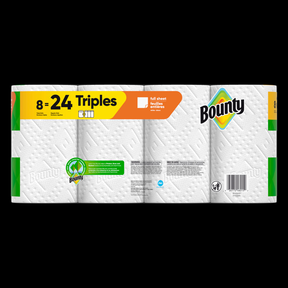 Bounty Paper Towels Full Sheet White Triple Rolls - (8x75)ct/1pk
