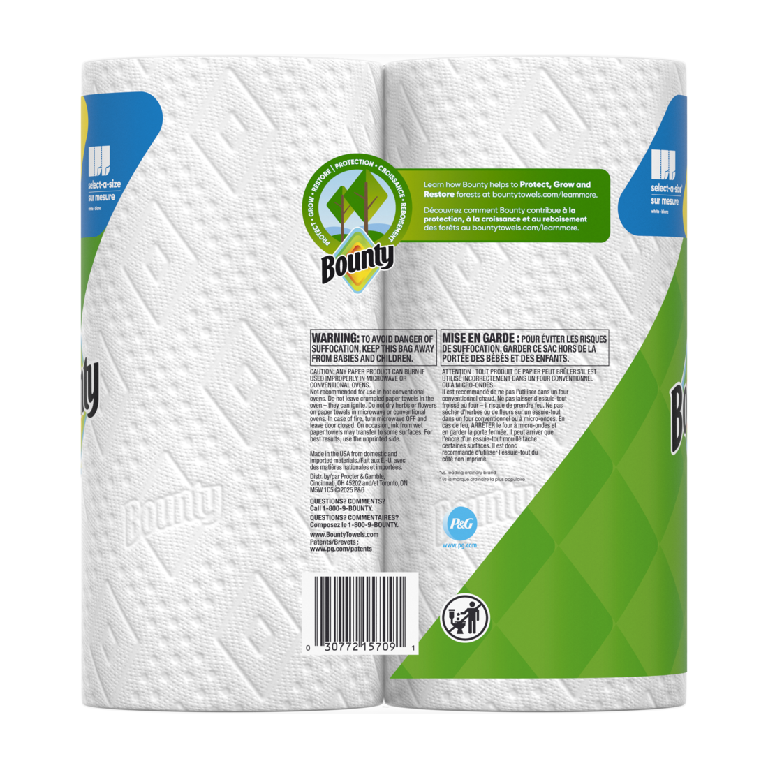 Bounty Paper Towels Select-A-Size White 2 Double Rolls 82 Sheets Per Roll - 2ct/6pk